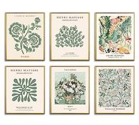 AUNMER Sage Green Room Decor for Aesthetic Bedroom, Set of 6 Abstract Matisse Wall Art, Vintage Gallery Wall Decor, Boho Retro Artwork Posters for Living Room Dorm Home Decor