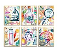 AUNMER Science Wall Prints,Boho Watercolor Posters for Classroom Must Have Decor,Set of Biology Wall Art Prints,Chemistry Science Posters for School Office Classroom Nursery Bulletin Board Decor