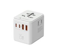 AUNNO 25W Universal Travel Adapter, Gallium Nitride Rapid Cooling Technology, Adapter with 2 USB-C and 2 USB-A Ports, Extra Two USA 2-Pin Plug, All in One Travel Adapter for Europe, UK, Australia etc