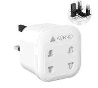 AUNNO Double Shaver Plug Adaptor UK, 2500W 2 Way Plug Adapter for Bathroom Electric Razor and Electric Toothbrush etc, 2 Pin to 3 Pin Plug Adapter with 10A Fuse