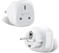 AUNNO UK to European Plug Adapter, UK 3 Pin to European 2 Pin Plug Converter, Euro Type C, E, F and Type G, EU Plugs for Germany, France, Spain, Greece, Poland etc (Pack of 2)