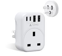 AUNNO UK to US Plug Adaptor, 20W Grounded USA Adapter with 2 USB Ports and 2 USB-C Ports, 5 in 1 Adapter for US Canada Mexico Thailand etc (Type B)