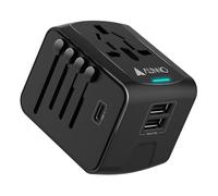 AUNNO Universal Travel Adapter, International Travel Plug Adapter with 1 USB C and 2 USB Ports, All in One Worldwide Plug Adaptor, UK to European Power Universal Plug Adaptor for EU USA Australia