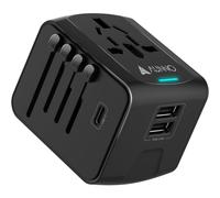AUNNO Universal Travel Adapter, International Travel Plug Adapter with 1 USB C and 2 USB Ports, All in One Worldwide Plug Adaptor UK USA EU Australia