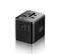 AUNNO Universal Travel Adapter, Travel Plug Adapter with 2 USB C and 2 USB Ports, with Extra Two USA 2Pin Sockets, UK to European Power Universal Plug Adaptor for EU USA Australia