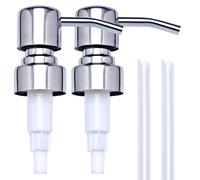 AUNRGO Chrome Soap Dispenser Pump Replacement - Silver 304 Rust Proof Stainless Steel Lotion Dispenser Pumps Replacement for Standard 28/400 Neck Size Regular Mouth Bottles,2 pcs