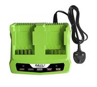 aunstarwei 24V Dual Port Battery Charger Compatible with Greenworks 24V Battery 29842 29852 BAG708 BAG709 BAG710 BAG711