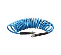aunstarwei Air Compressor Hose Polyurethane(PU) Recoil Blue with 1/4" Europe Quick Coupler and Plug Fittings, 5m Length