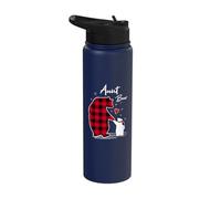 Aunt Bear Christmas Pajama Red Buffalo Plaid Stainless Steel Insulated Water Bottle