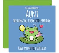 Aunt Birthday Card - Cute Frog - Happy Birthday Card for Aunt from Nephew Niece, 145mm Mothers Day Greeting Cards