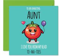 Aunt Birthday Card - From My Head TO-MA-TOES - Happy Birthday Card for Aunt from Nephew Niece, 145mm cute tomato Bday Greeting Cards