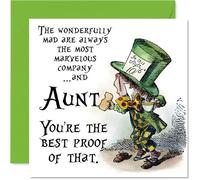 Aunt Birthday Card - Mad as a Hatter - Happy Birthday Card for Aunt from Nephew Niece, 145mm vintage storybook Bday Greeting Cards
