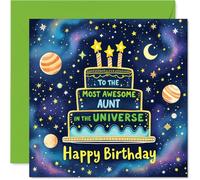 Aunt Birthday Card - Most Awesome in the Universe - Happy Birthday Card for Aunt from Nephew Niece, 145mm Most Awesome in the Universe Bday Greeting Cards