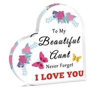 Aunt Gift from Niece Nephew Aunt Appreciation Acrylic Plaque Mothers Day Birthday Present for Aunt New Aunt Aunty Valentines Day Christmas Wedding Gifts for Aunt Acrylic Heart Keepsake