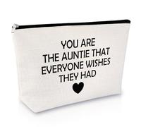 Aunt Gift from Niece Nephew Makeup Bag Best Auntie Ever Gift Mothers Day Birthday Present for Her Female Thank You Present Cosmetic Bag Christmas Thanksgiving Gifts for Aunty Aunt Appreciation Gifts
