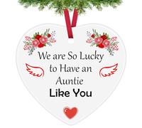 Aunt Gifts Aunt Ornaments Auntie Gifts from Niece Nephew Ceramic Hanging Ornament Gift Christmas Birthday Gifts for Aunt Appreciation Gifts Aunt Gifts for Mothers Day Ceramic Heart Keepsake