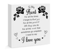 Aunt Gifts for Women Aunt Birthday Gifts from Niece Nephew To My Aunt Wooden Block Sign Home Bedroom Office Shelf Desk Table Decor Present for Auntie Christmas Mothers Day
