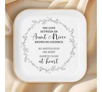 Aunt Gifts from Niece - Ceramic Ring Dish with Emotion, Birthday for Auntie, Gifts for Nieces from Aunt - Jewelry Trinket Tray, Thanksgiving, (Aunt and Niece)