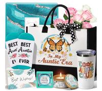 Aunt Gifts from Niece Nephew, Aunt Christmas Gifts for Aunt Auntie Gifts, Best Aunt Ever Gifts Unique Aunt Birthday Gifts Basket for Auntie, Christmas Gifts for Auntie Women w/Canvas Tote Bag Tumbler
