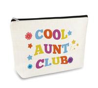 Aunt Gifts from Niece Nephew Cool Club Gifts for Aunt Makeup Bag Auntie Birthday Mothers Day Gift Cosmetic Bag Promoted to Auntie Gift Pregnancy Announcement for Aunts Zipper Travel Toiletry Pouch