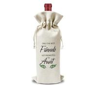 Aunt Gifts Linen Wine Bags Gift, Pregnancy Announcement Gift, Only the Best Aunt Get Promoted to Great Aunt, Baby Reveal Drawstring Wine Bottles Bags Gift for Auntie, 1 Pc Reusable Burlap Wine Bag -21