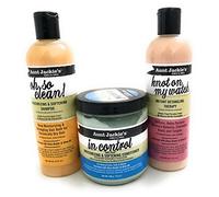 Aunt Jackie's Cleanse, Condition & Detangle Trio Set for Fabulous Curls & Coils - Shampoo, Conditioner & Detangler