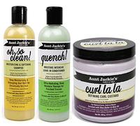 Aunt Jackies Curls & Coils TRIO BUNDLE |Oh So Clean Shampoo 355ml | Curl La La Defining Curl Custard 426 g | Quench Moisture Intensive Leave In Conditioner 355 ml