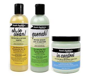 Aunt Jackies Curls & Coils Trio Bundle |Oh So Clean Shampoo 355Ml | Quench Moisture Intensive Leave In Conditioner 355 Ml | In Control Moisturizing And Softening Conditioner 426G