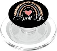 Aunt Life Boho Rainbow Funny Auntie Leopard Heart PopSockets PopGrip for MagSafe