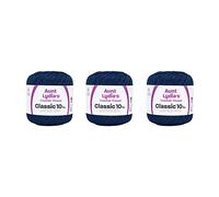 Aunt Lydia Classic Navy Crochet - 3 Pack of 350y/320m - Cotton - Gauge 10 - Crochet