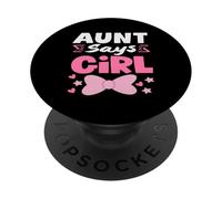 Aunt Says Girl Gender Reveal Voting Team Pink Daughter PopSockets Adhesive PopGrip