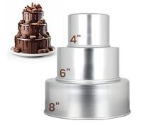 Aunt Shannon's Kitchen Tall Round Cake Pans - 4 Inch, 6 Inch, 8 Cake Pan Set for 3 Tiered Aluminum Pans Sets for Baking Wedding,Birthday Cakes,Leak Proof & Straight Side, Non-toxic & Dishwasher Safe