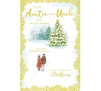 Aunt & Uncle Christmas Card Traditional Tree Scene 9" x 6" Lovely Verse