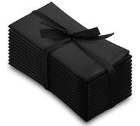 Aunti Em's Kitchen Black Cotton Dinner Napkins Cloth 12 Pack 20x20 100% Natural Oversized Bulk Linens for Dinner, Events, Weddings, Set of 12, Tuxedo Black