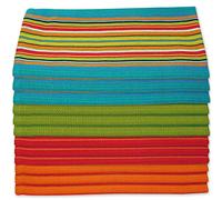 Aunti Em's Kitchen Salsa Stripe Kitchen Dish Towels | 100% Natural Absorbent Cotton | 12-Pack, 28 x 16 Inches, Multicolour, Striped