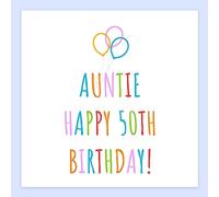 Auntie 50th Birthday Card - 10+ Style Choices - 50th Birthday Card For Auntie 50th - From Niece or Nephew - Funny, Cute, Adult (STYLE 9)