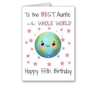 auntie 55 55th Birthday Card best auntie in the whole world A5 size cute