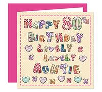 Auntie 80th Happy Birthday Card - Lovely Lovely Auntie - 80 Today