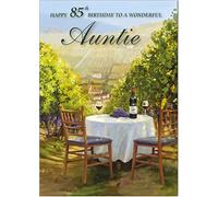 Auntie 85th Birthday Card - Sunshine and Wine - Medium Sized Card (A5 Size -148mm x 210mm) with Envelope