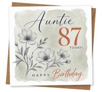 Auntie 87th Birthday Card for Her, Floral Birthday Card for Auntie, Elegant Age