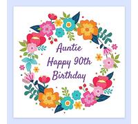 Auntie 90th Birthday Card - 10+ Style Choices - 90th Birthday Card For Auntie 90th - From Niece or Nephew - Funny, Cute, Adult (STYLE 6)