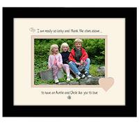 Auntie and Uncle Photo Frame Thank the Stars Above Personalised Double Mounted Quality Gift (Black Finish Frame Cream Mount Beige Inside)