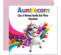 Auntie Birthday Card - Awesome Auntiecorn - Happy Birthday Card for Auntie Aunt from Nephew Niece, 145mm Unicorn Bday Greeting Cards