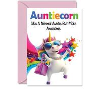 Auntie Birthday Card - Awesome Auntiecorn - Happy Birthday Card for Auntie Aunt from Nephew Niece, A5 Unicorn Bday Greeting Cards