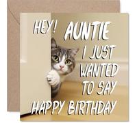 Auntie Birthday Card, Cute Cat Peekaboo