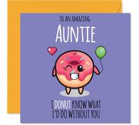 Auntie Birthday Card - Donut What I'd Do - Happy Birthday Card for Auntie from Nephew Niece, 145mm cute donut Bday Greeting Cards