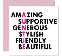 Auntie Birthday Card - Family Acronym - Happy Birthday Card for Auntie from Nephew Niece, 145mm x 145mm Wordplay Bday Greeting Cards