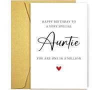 Auntie Birthday Card Gift for Her, Birthday Card for Auntie Aunt, Cute Aunts Bday Cards Gifts from Niece Nephew, One In A Million Aunt Bday Cards