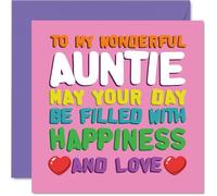 Auntie Birthday Card - Happiness And Love - Happy Birthday Card for Auntie from Nephew Niece, 145mm Happiness And Love Bday Greeting Cards