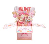 Auntie Birthday Card - Happy Mothers Day Auntie Card, 3D Pop Up Cards, With Balloons and a Cake Sends Warm Birthday Wishes, Elegant Cards for Aunt, Heartfelt Wishes,Floral Design for Friend Mom Sister